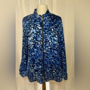 Michael Kors Blue and White Patterned Blouse
